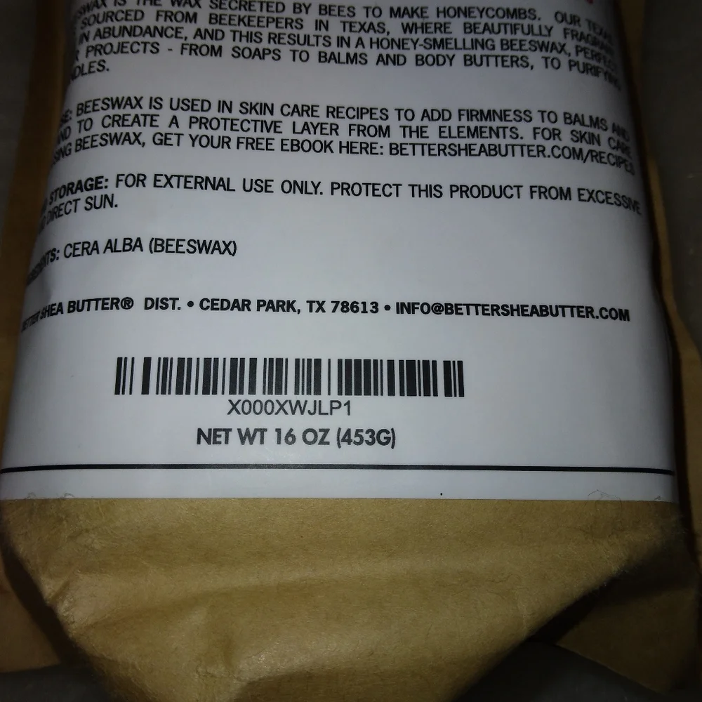 TEXAS BEESWAX by Better Shea Butter & Skin Foods, 1 pound